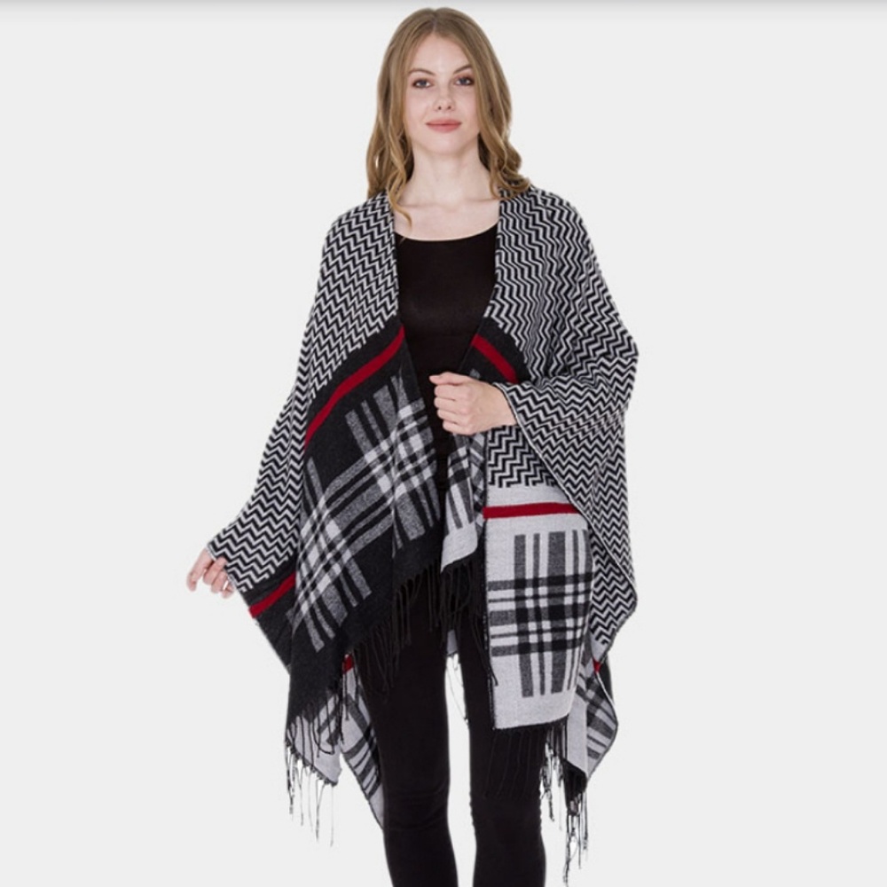 Zigzag Plaid Ruana
